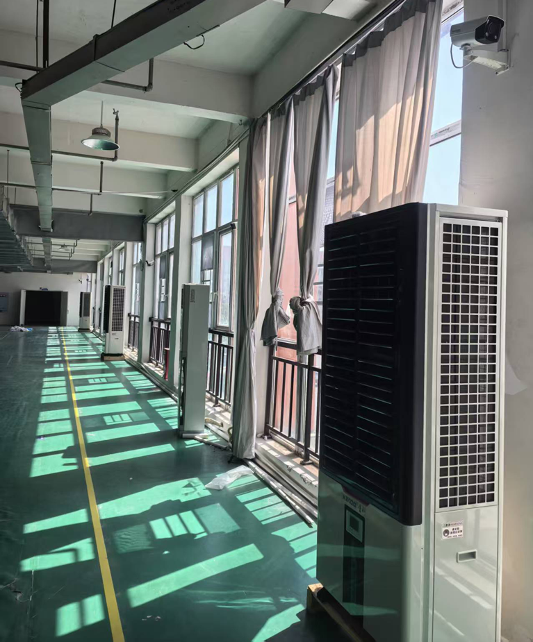 制衣廠制冷降溫,安裝蒸發冷省電空調-立式軸流雙風口款 制衣廠制冷降溫,安裝蒸發冷省電空調-立式軸流雙風口款
